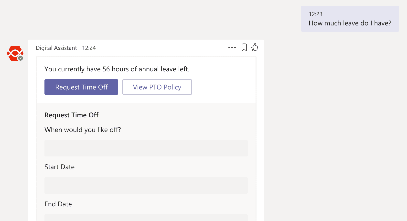 Fill out request forms directly from Microsoft Teams