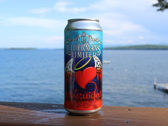 Misguided Angel, a New England IPA brewed by Lithermans Limited