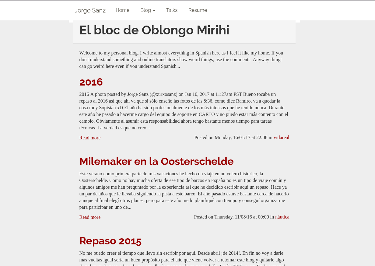 New blog front page