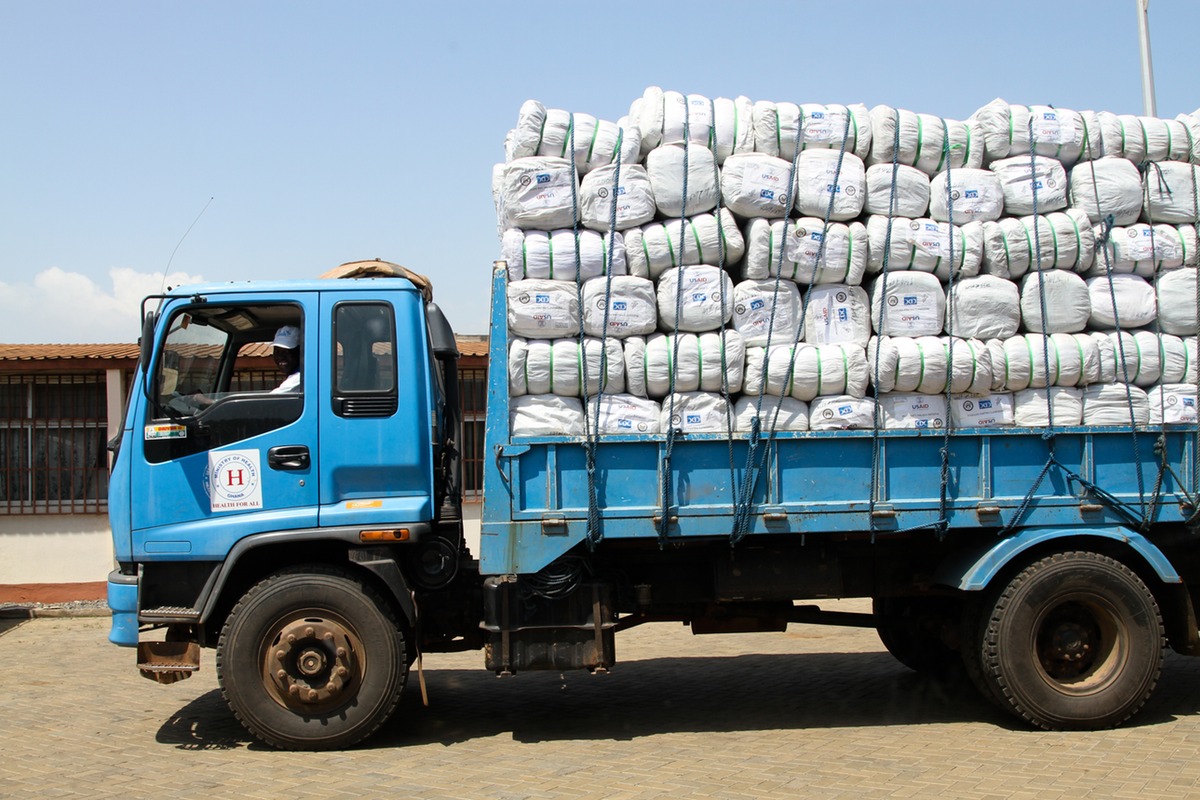 Truck loaded with medical supplies, Accra, Ghana