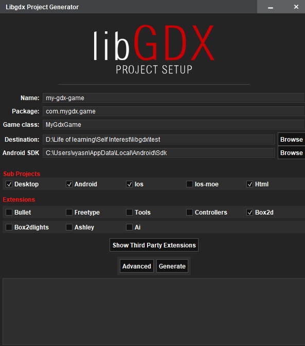 libgdx Project generator