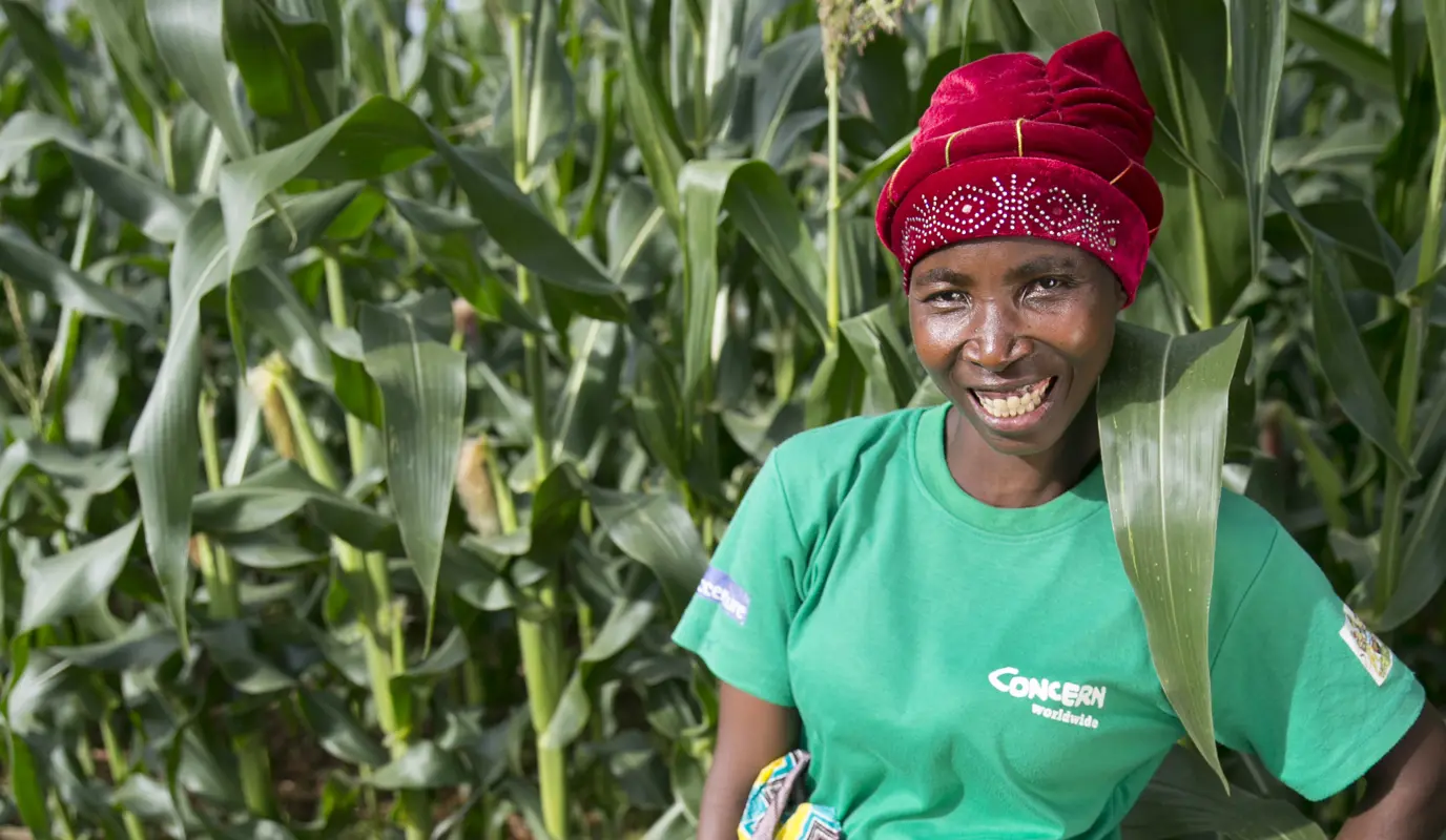 Woman in maize field