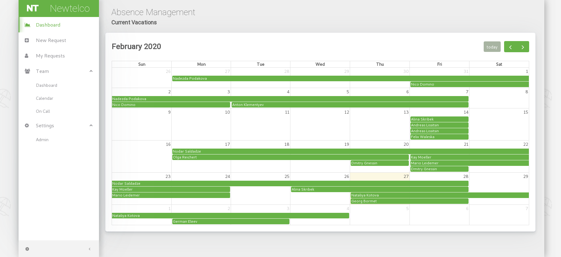 Screenshot Company Absences