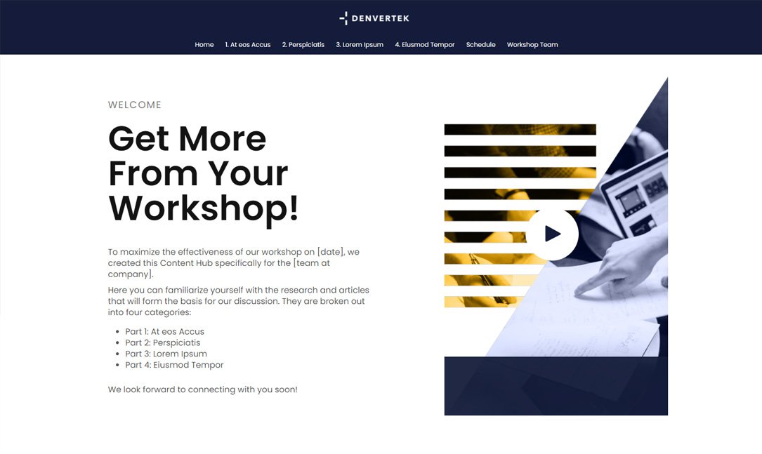 Microsite for on site or virtual workshop Microsite for on site or virtual workshop