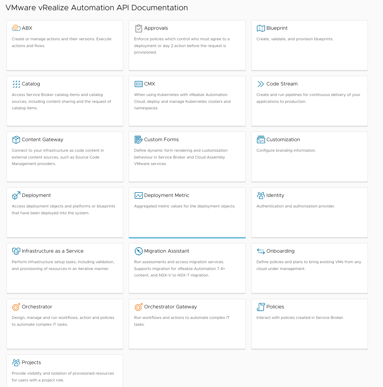 The vRA Automation UI API Docs