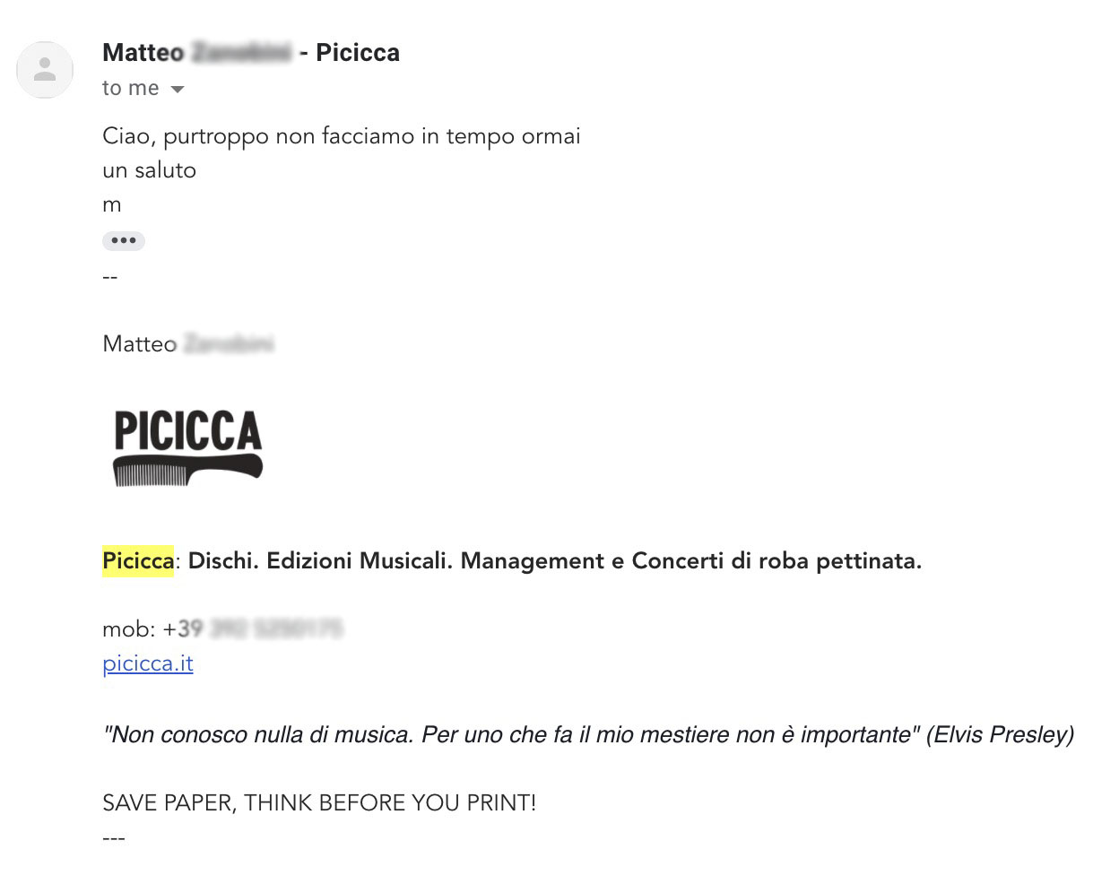 la risposta del manager di Brunori Sas