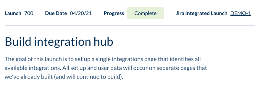 Build integration hub page. 