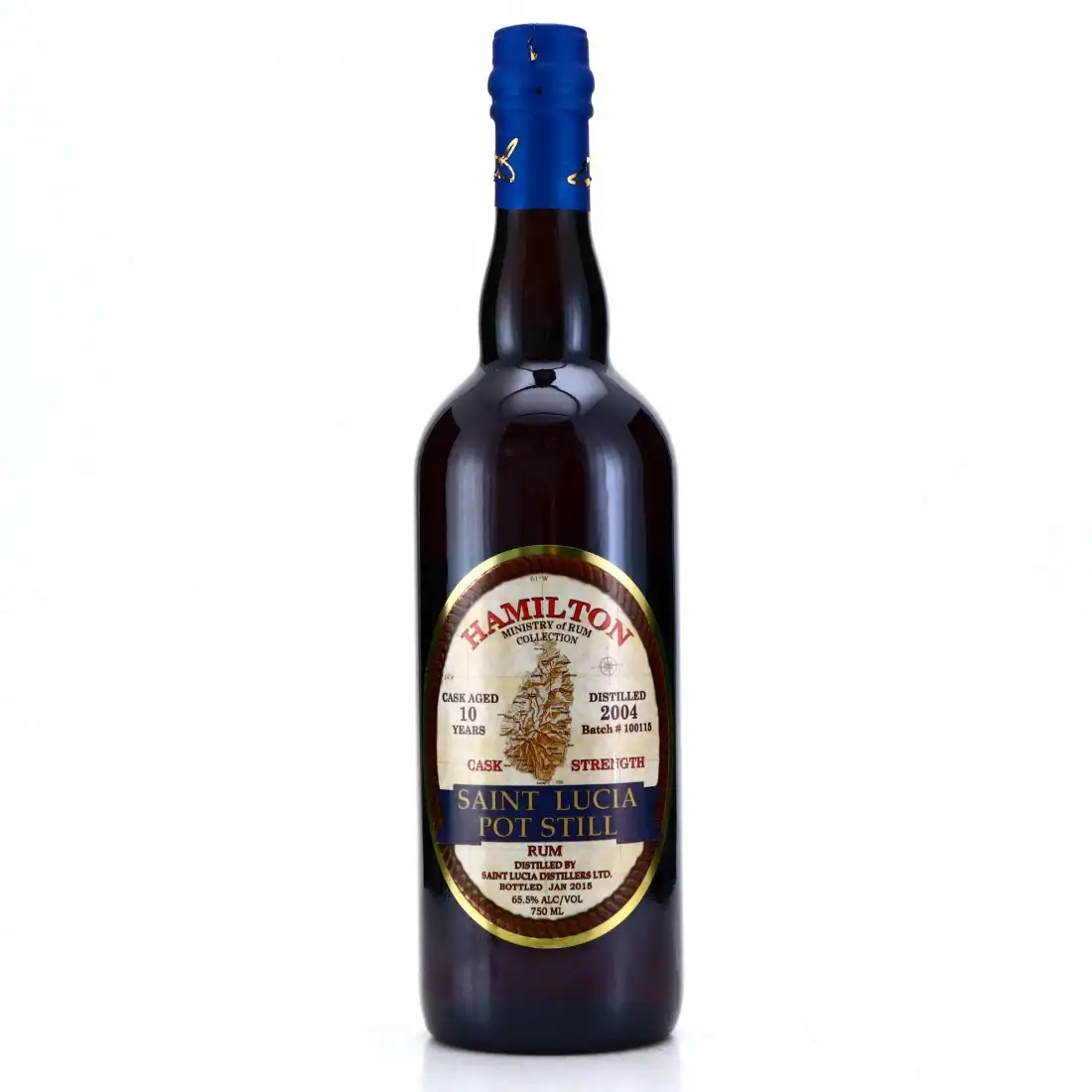 Image of the front of the bottle of the rum Hamilton Saint Lucia Pot Still