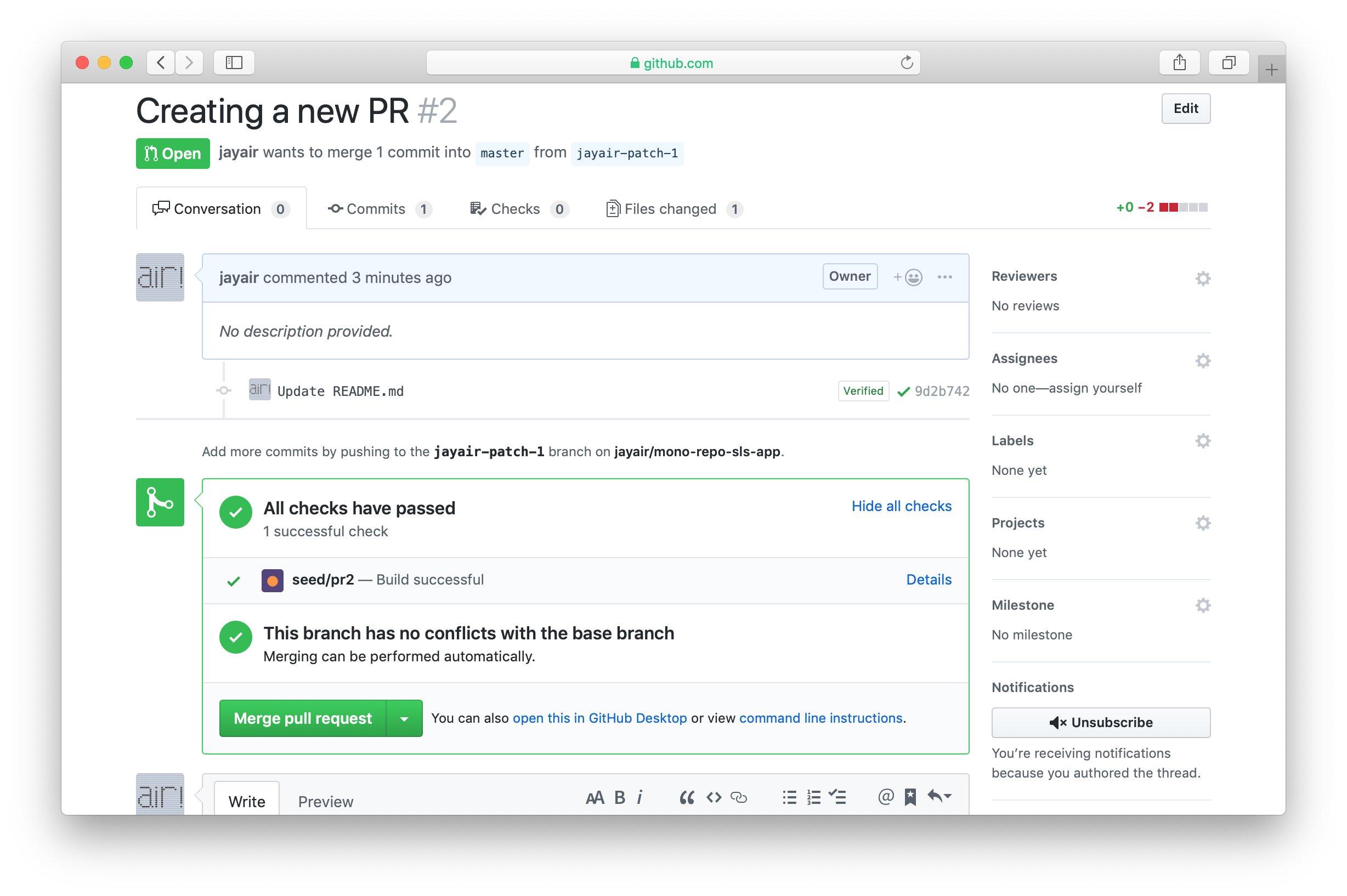 GitHub PR Seed status check completed