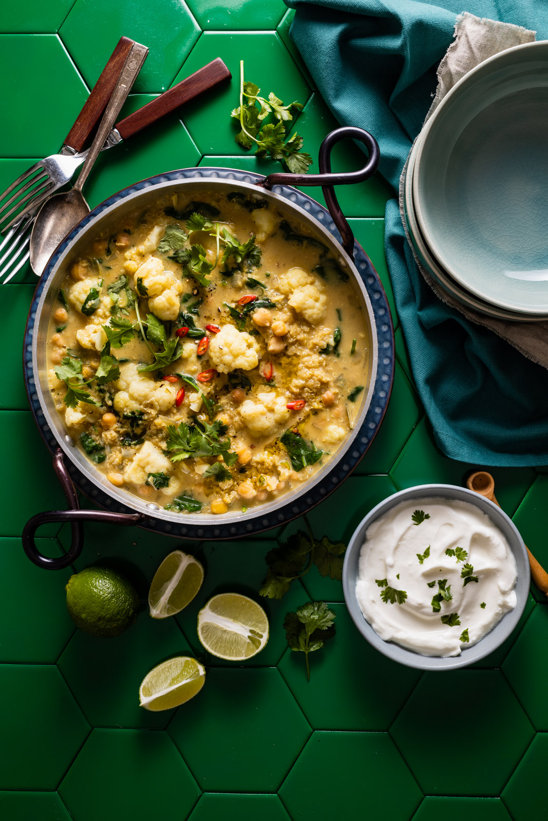 One Pot Cauliflower Dal and Quinoa Green Curry | Olive & Mango