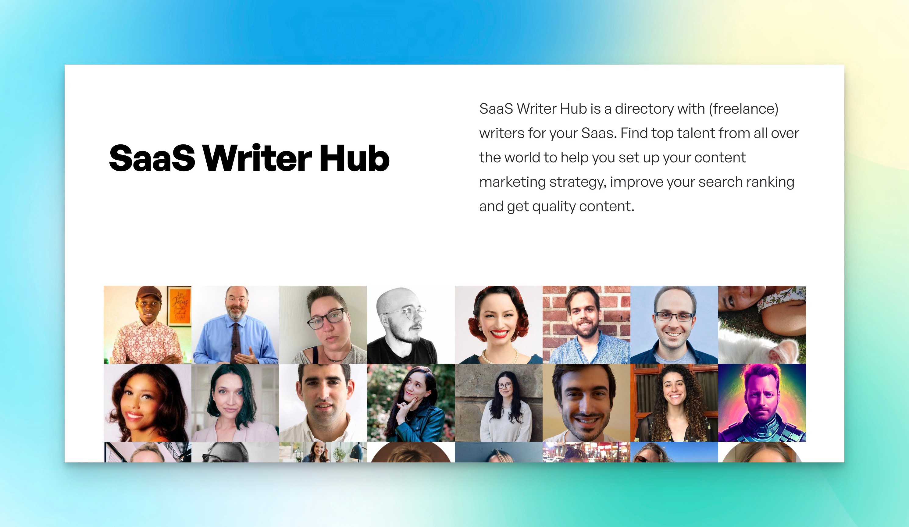 Preview of the SaaS Writer Hub site