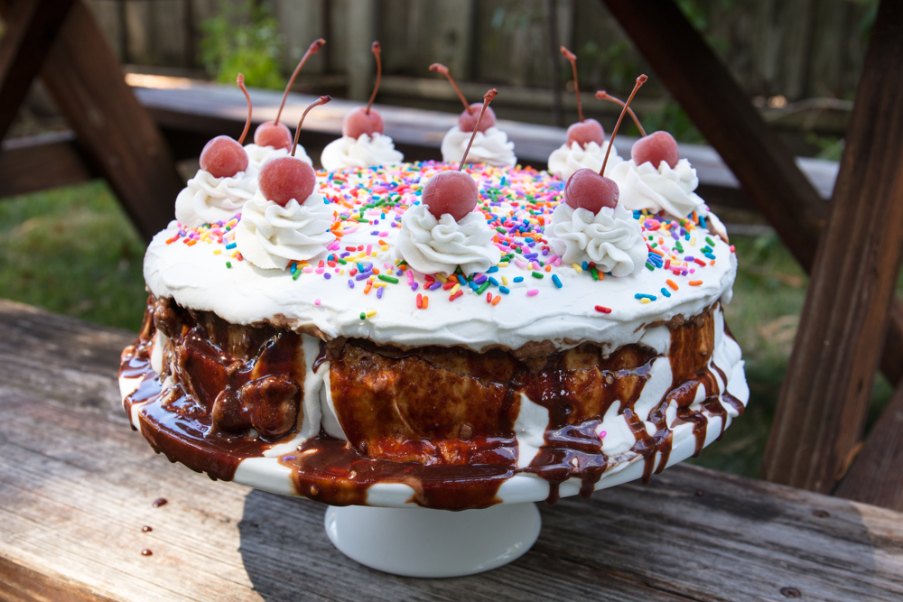 Vegan Banana Split Ice Cream Cake