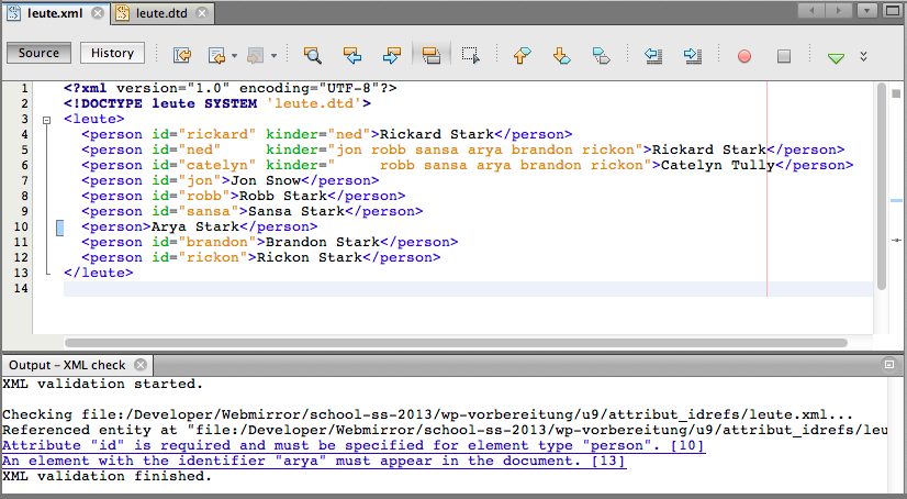 XML Prüfung mit netbeans
