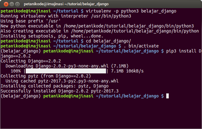 Instalasi Django di virtualenv