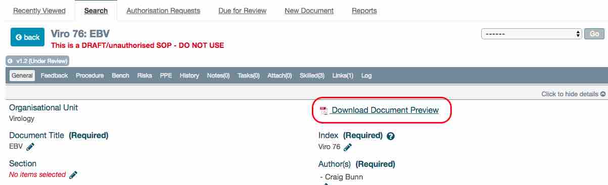 Shows the PDF icon against the Download Document Preview text