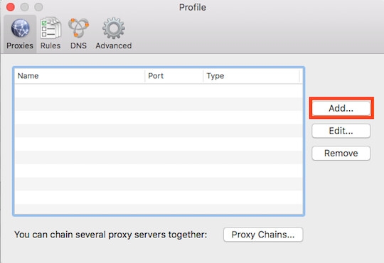Step 3 on how to set un SOCKS5 proxies in Proxifier