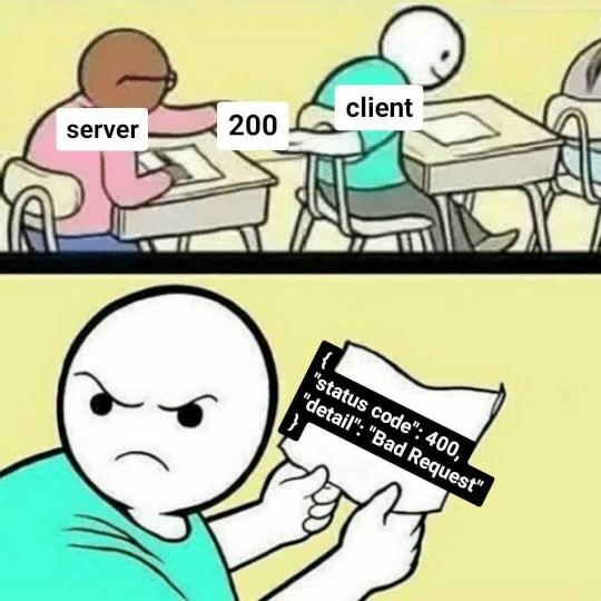 A meme showing a 200 server response containing a 400 error body