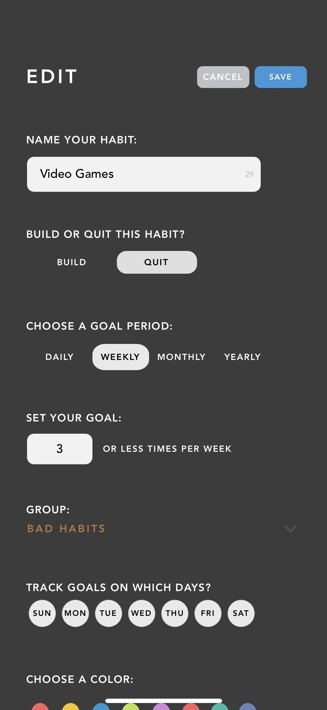 ONE: New habit once per day. TWO: New habit twice per week. THREE: Limit bad habit to no more than three per week.