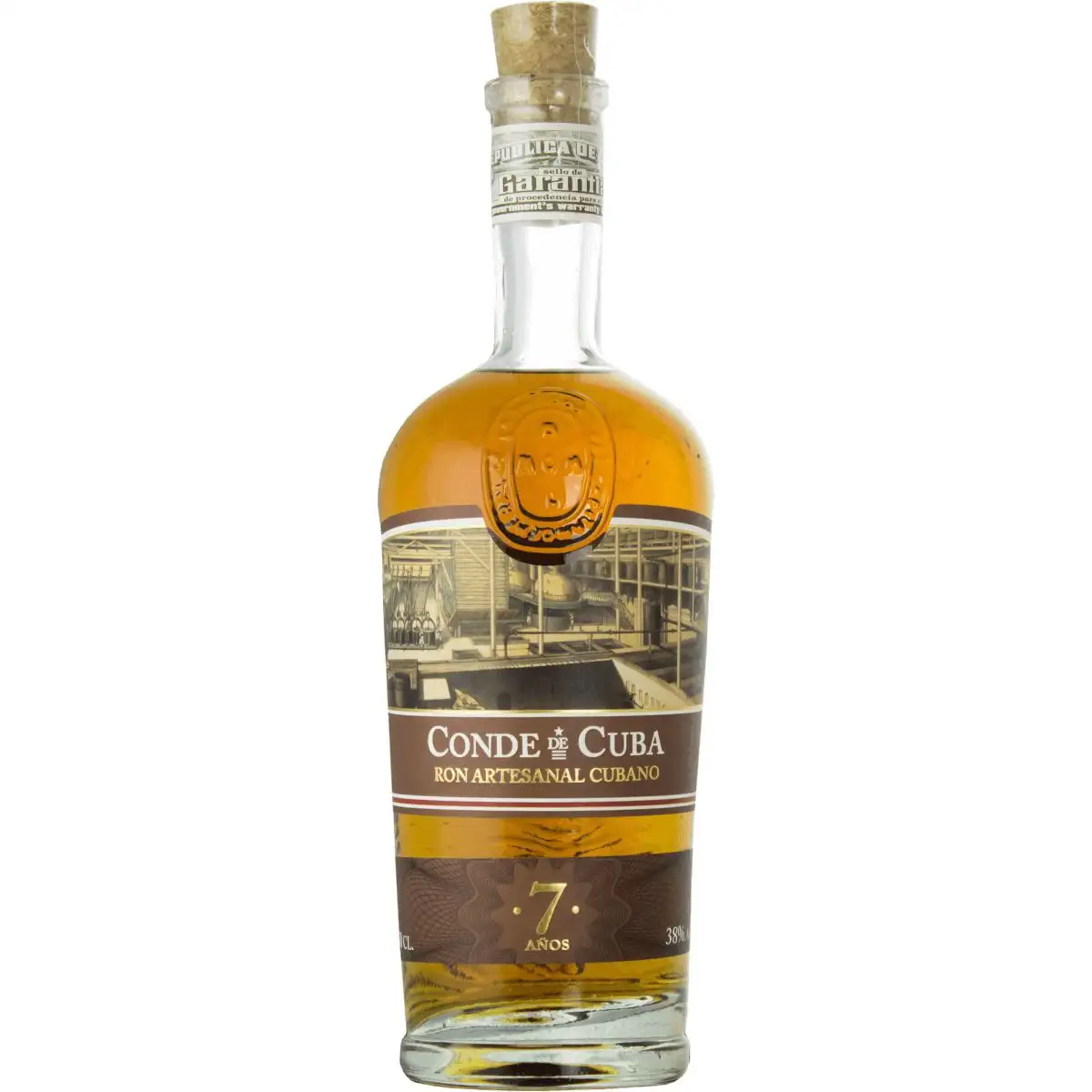 Image of the front of the bottle of the rum 7 Años