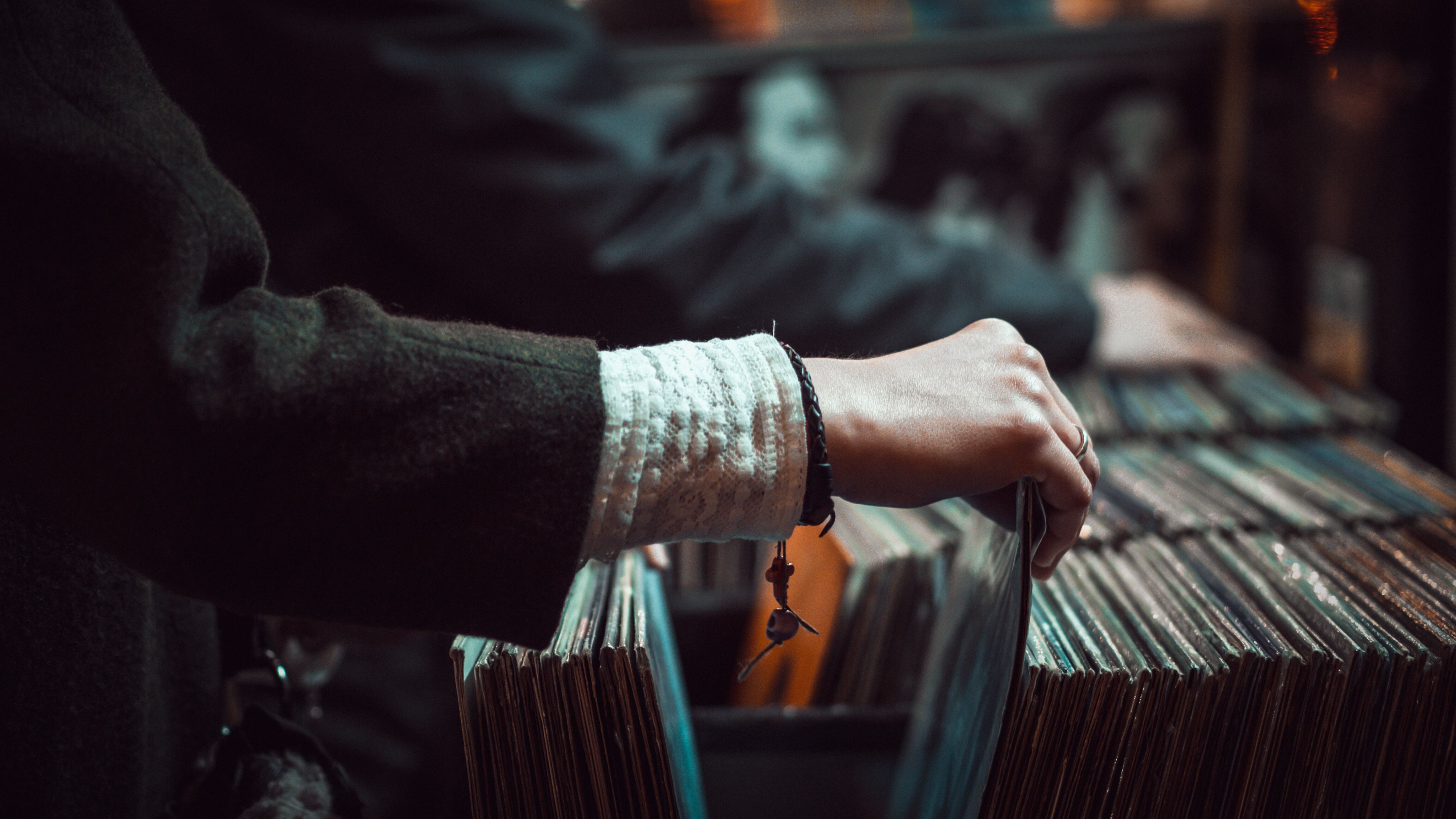 Person sorting through records
