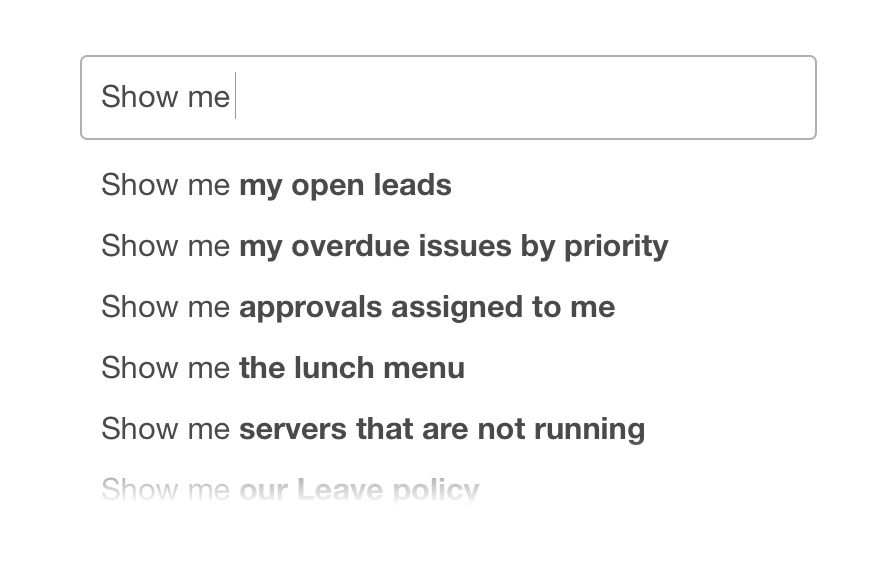 Just like Google's predictions, users get a dropdown that lets them pick from the most likely query or suggestion