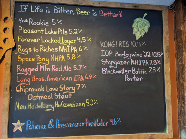 The beer menu at Flying Goose Brewpub