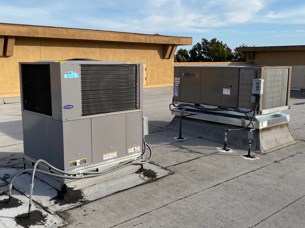MMSI Residential Buildings HVAC work example. Equipment that has been installed on top of a roof.