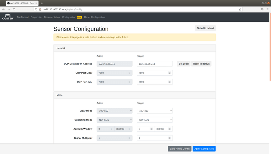 New configuration UI