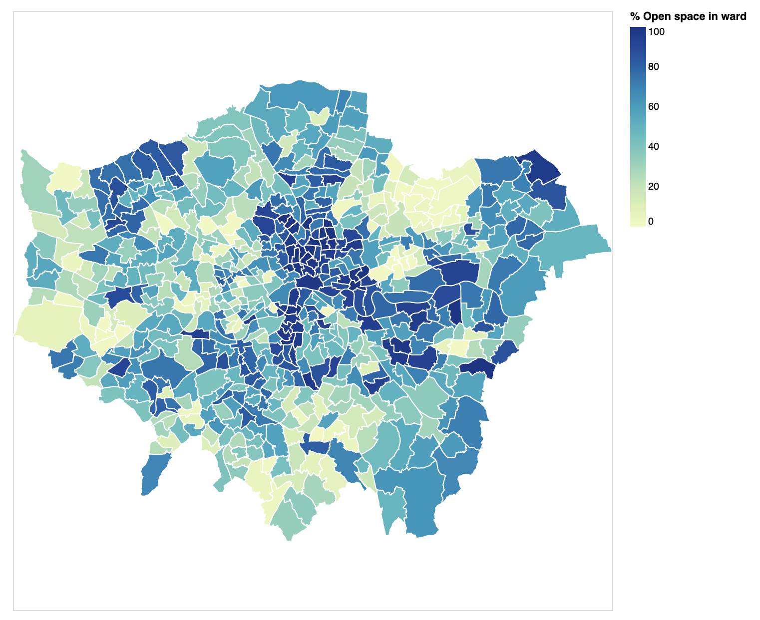 London Ward Openspace % Wards