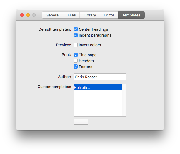Template settings