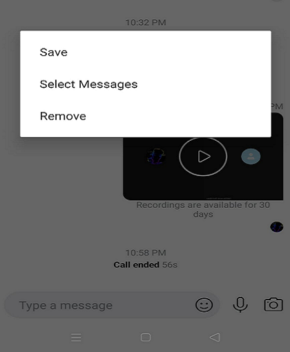 Tapping and holding on the call recording and tapping on Save
