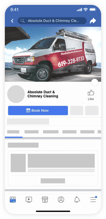 Online booking facebook page on mobile device
