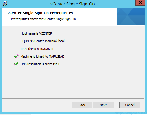 vCenter Single Sign-On Installation 4