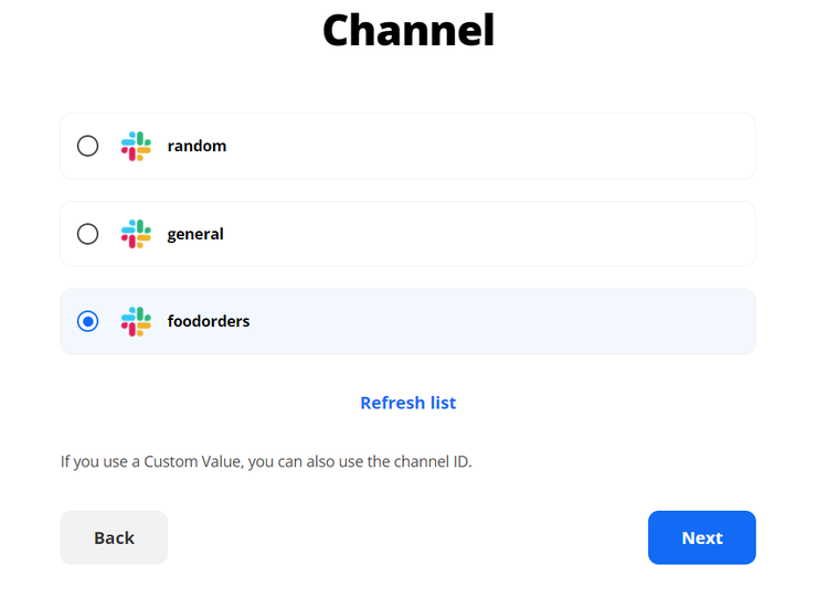 Choose your Slack channel