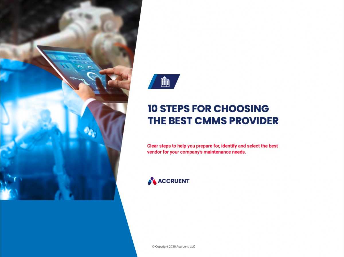 Accruent - Resources - eBooks - 10 Steps for Choosing the Best CMMS Provider - Cover Image