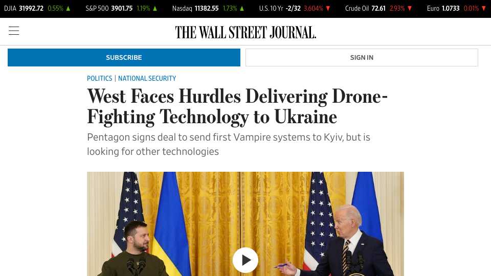 West Faces Hurdles Delivering Drone-Fighting Technology to Ukraine