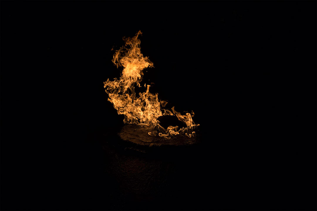 Flames appearing in the dark