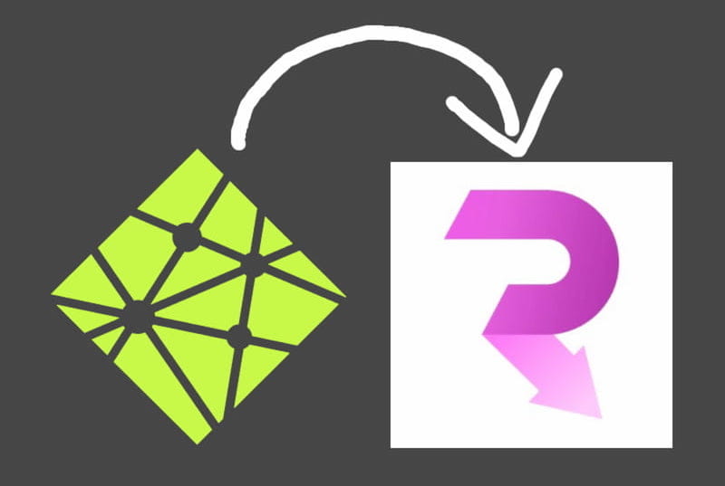Netlify CMS' logo with an arrow pointing to Routify's logo