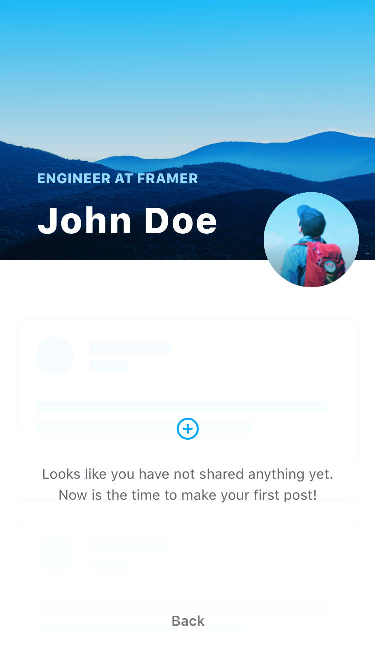 Fiber UI Kit: view profile screen