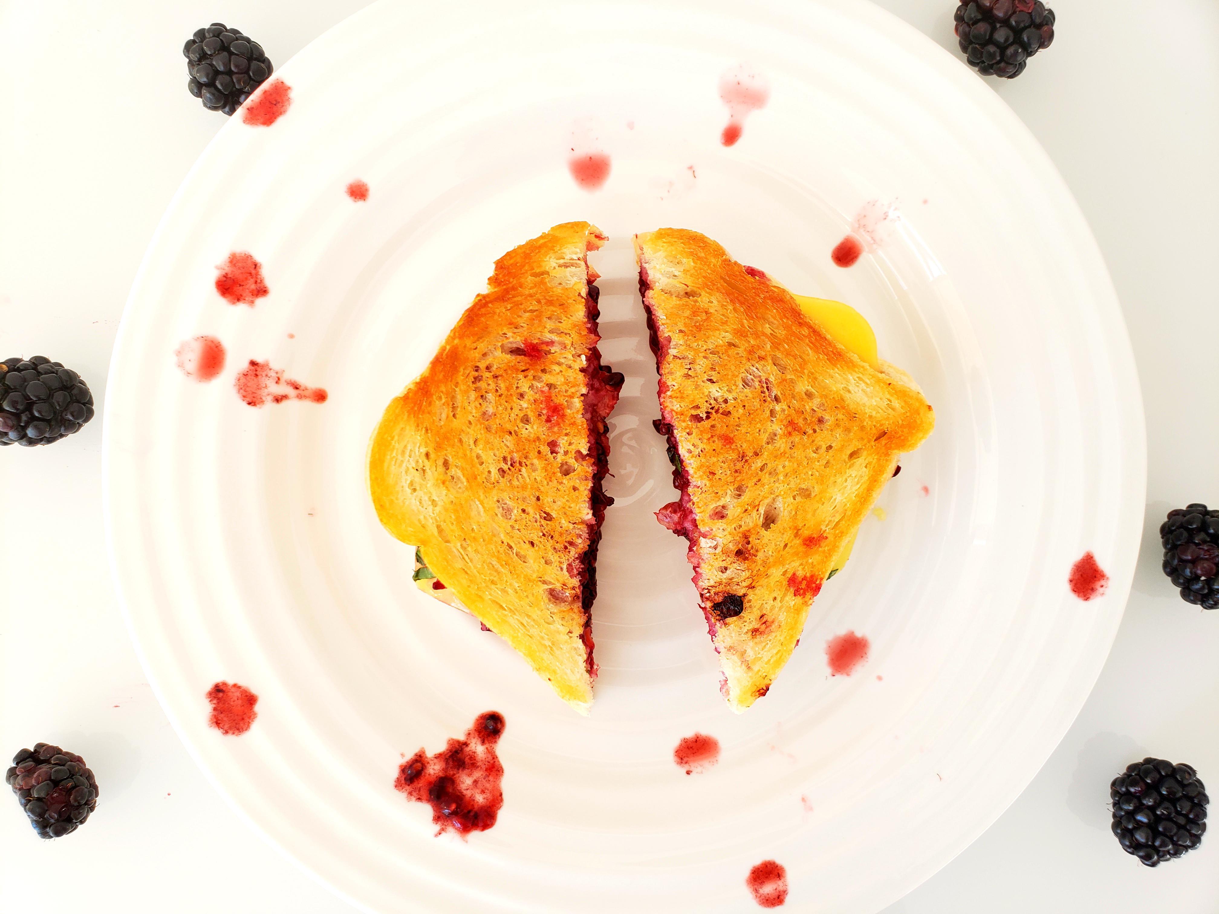 Blackberry Grilled Cheese with Fresh Basil
