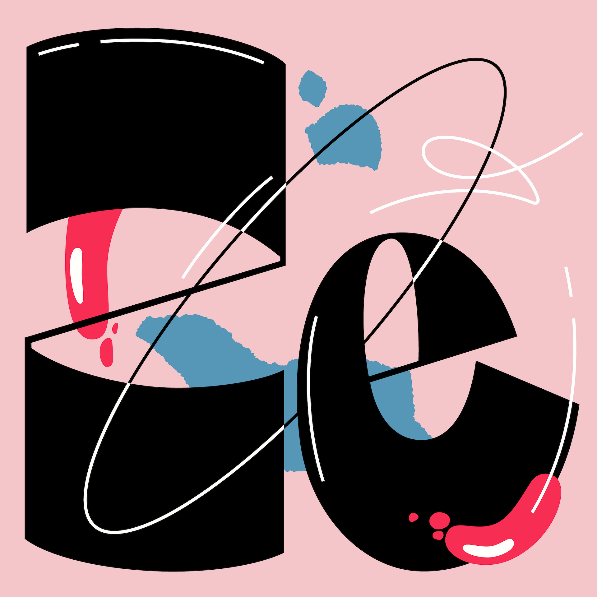 Pink Typography Illustration