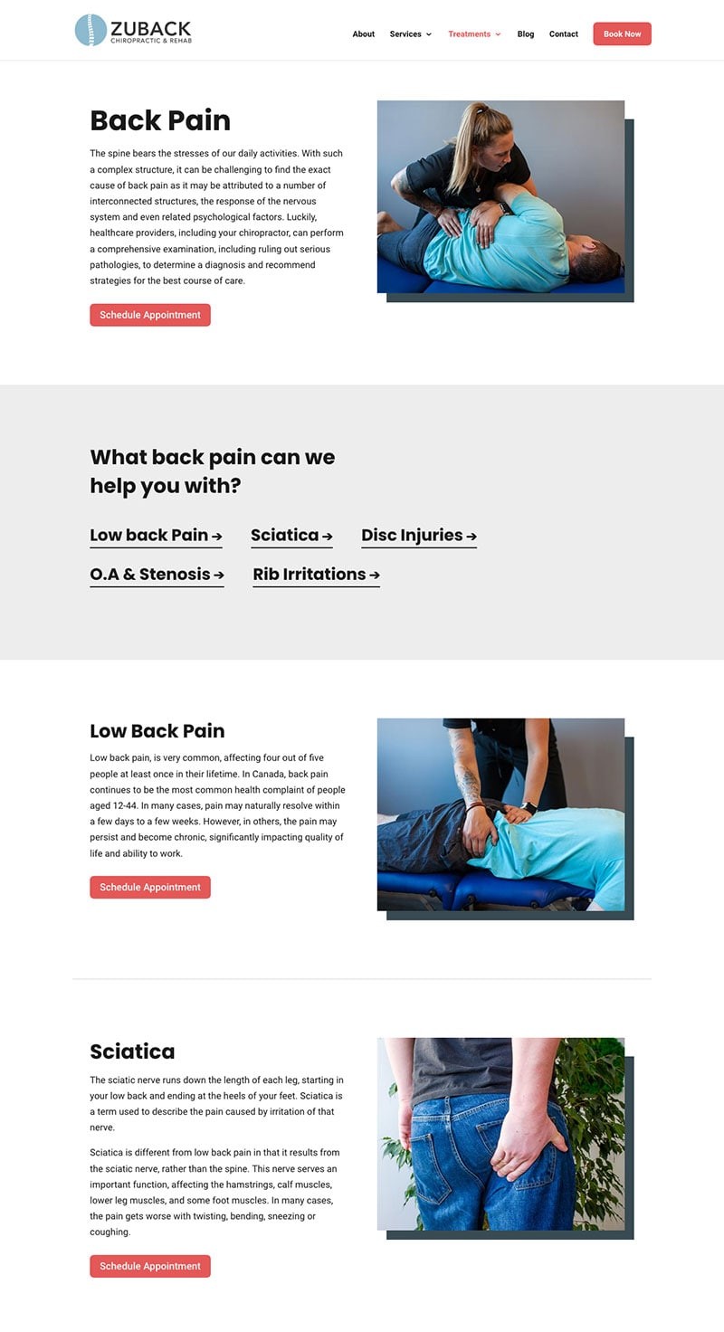 mockup wordpress web design for zuback chiropractic