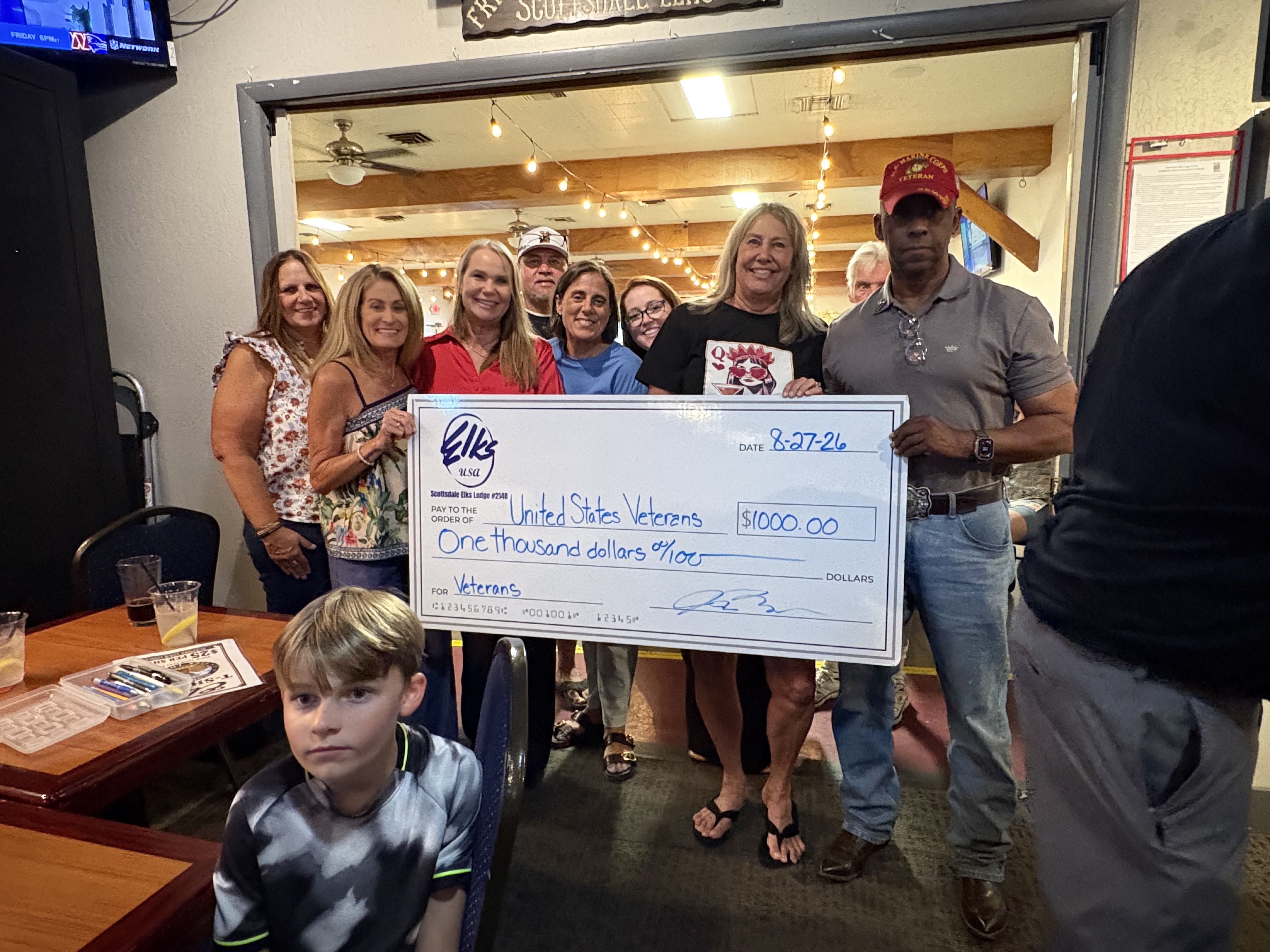 Scottsdale Elks Lodge #2148 Veterans Committee donation to USVets