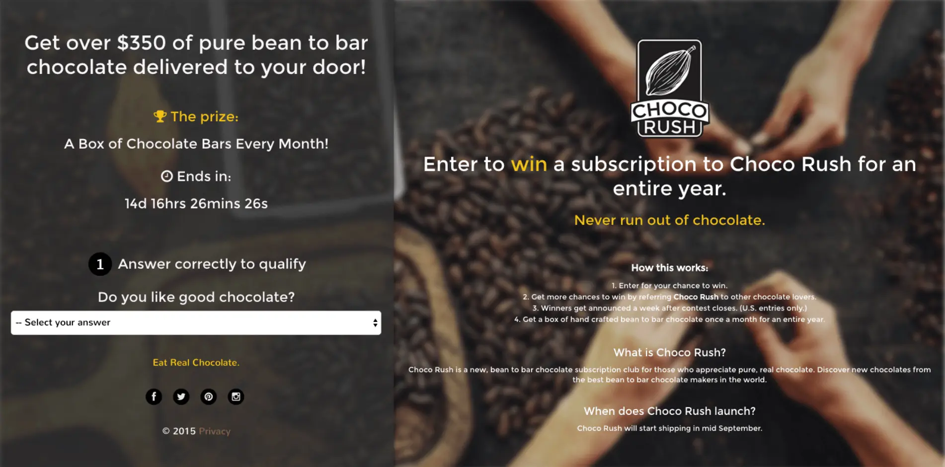 Contest landing page.
