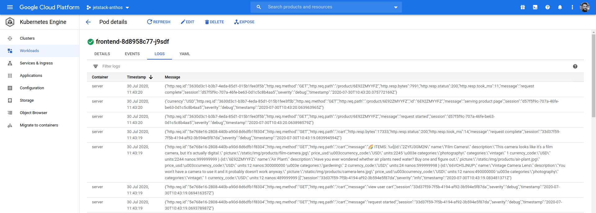 Frontend Logs