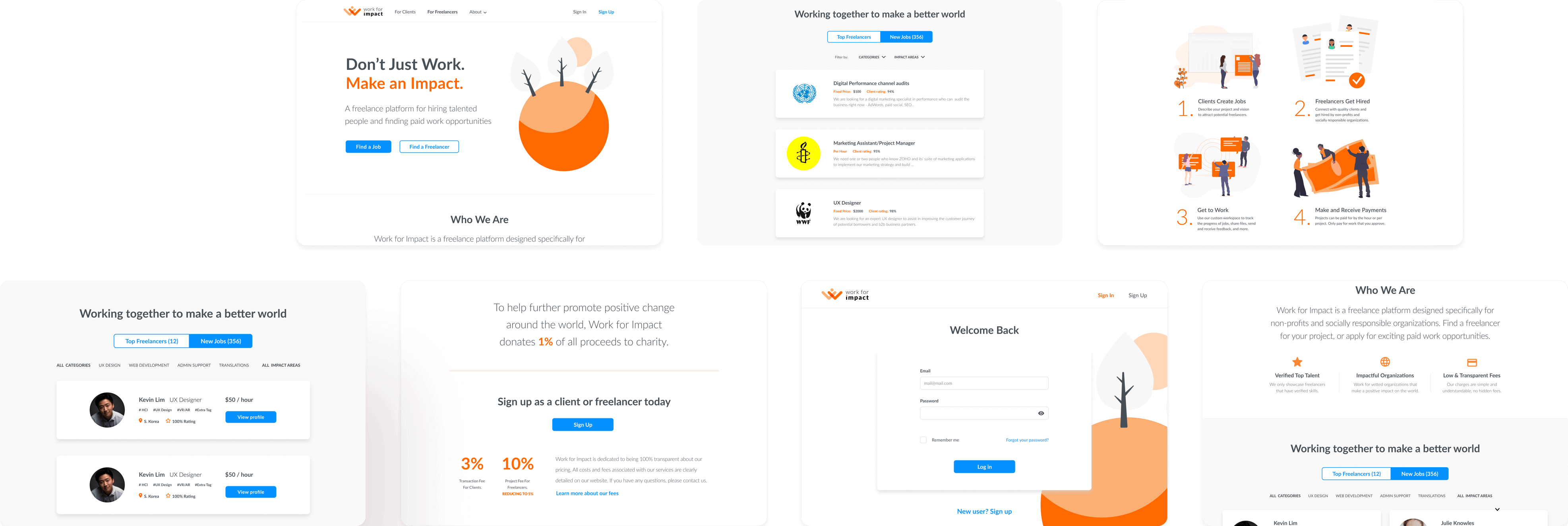 Work for Impact screens