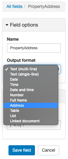 Select the Address format to use our address parser