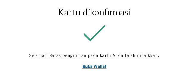 Kartu dikonfirmasi