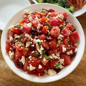 Cherry, watermelon, and feta salad