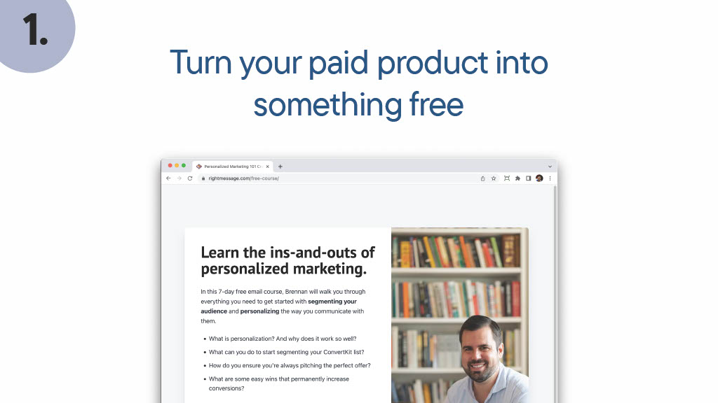 Replicating Sales with Email Automation: Screenshot of a landing page for an email course